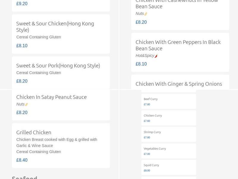 Chinese Express Menu