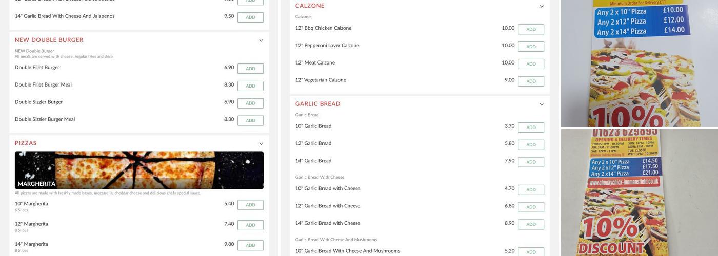 Chunky Chick-Inn Menu