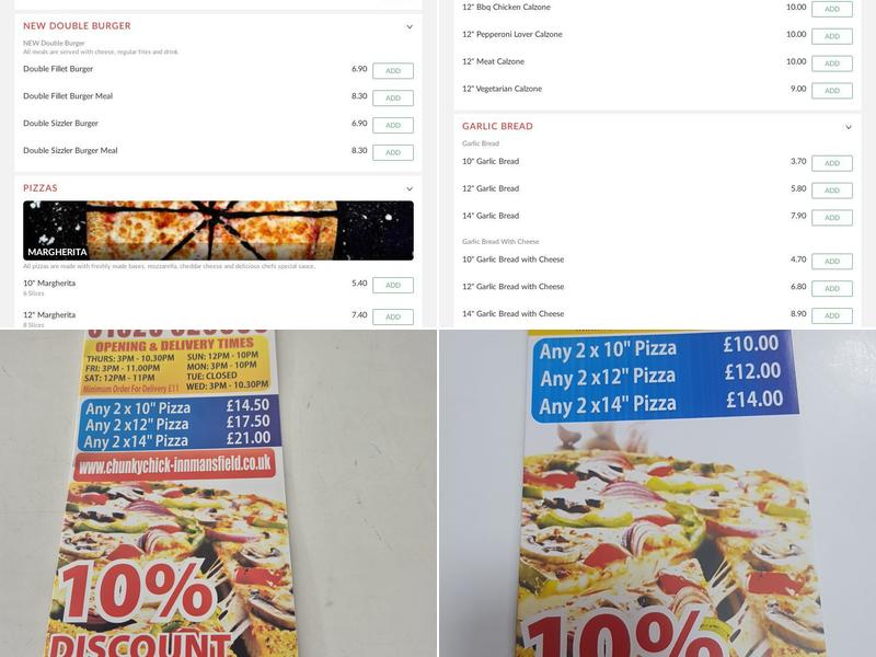 Chunky Chick-Inn Menu