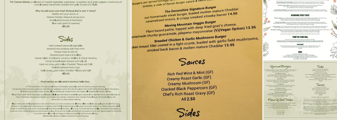 The Devonshire Menu
