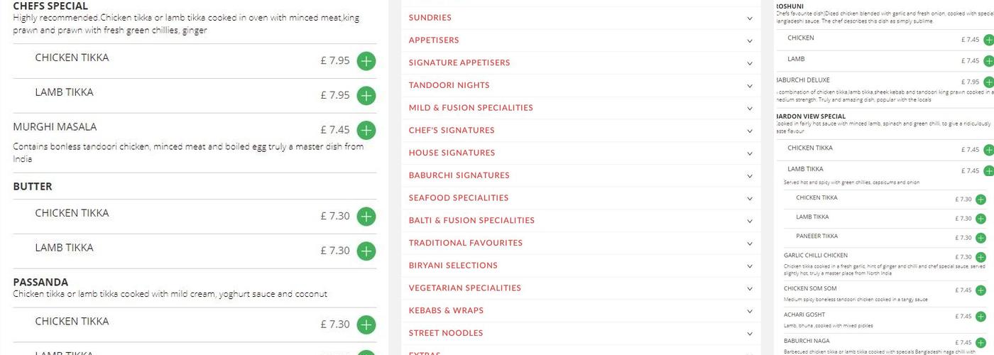 Baburchi Dordon Menu