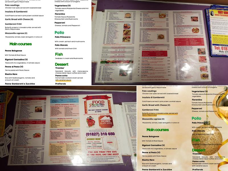 Food Paradise Chinese Menu