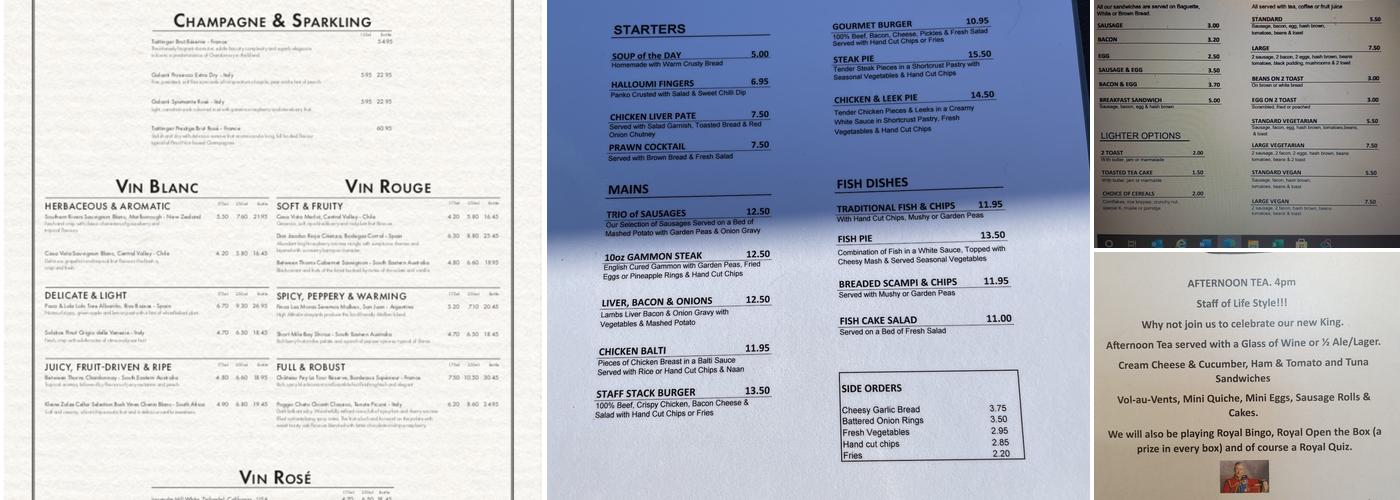 The Staff Of Life Menu