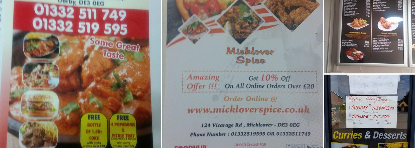 Mickleover Balti Menu
