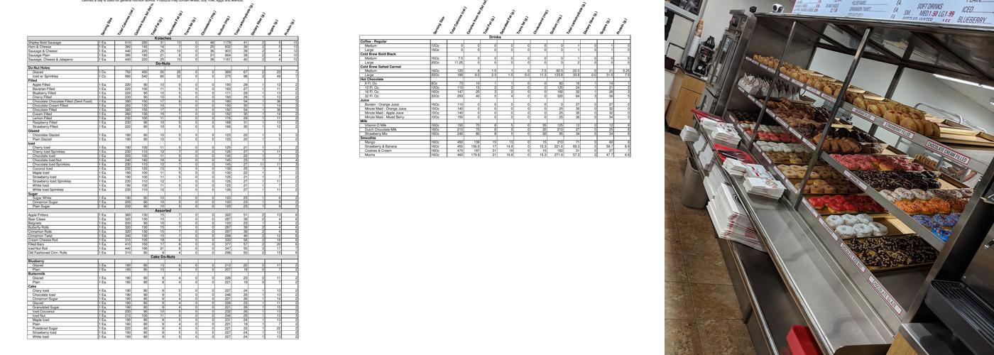 Shipley Do-Nuts Menu