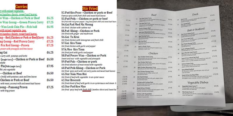 Songkran Thai Restaurant Menu