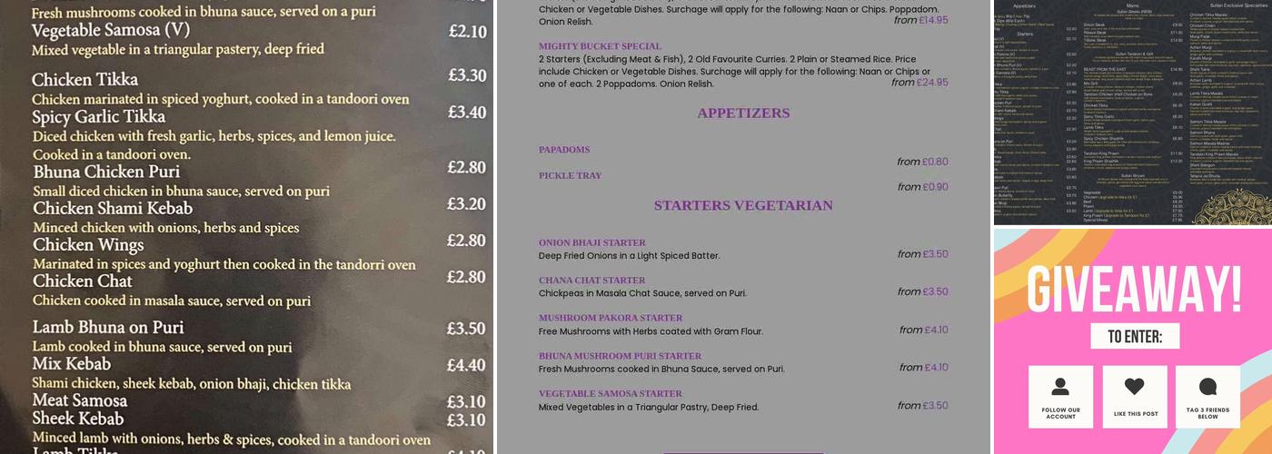 The Sultan of Jarrow Menu