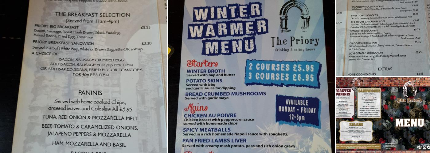 The Priory Menu