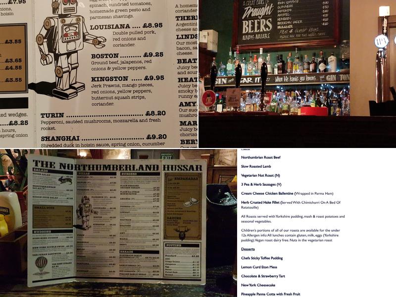 The Northumberland Hussar Menu