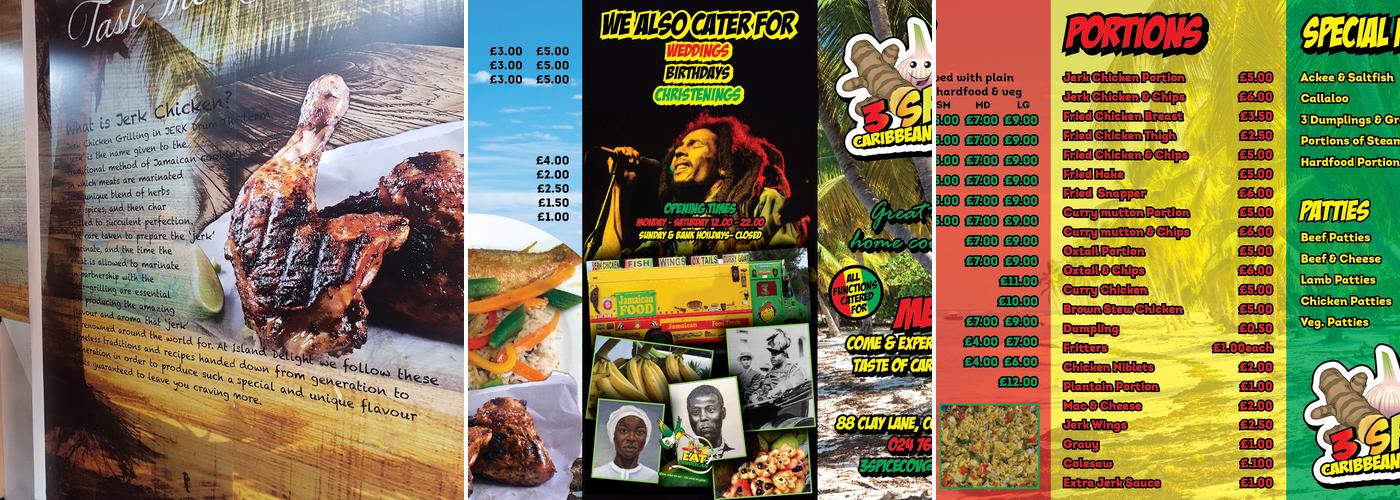 3Spice Caribbean Takeaway Menu