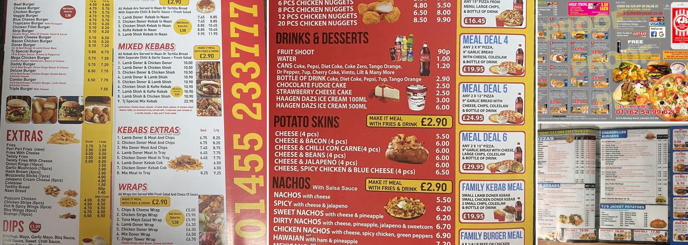 TJs Burgers & Kebabs Menu