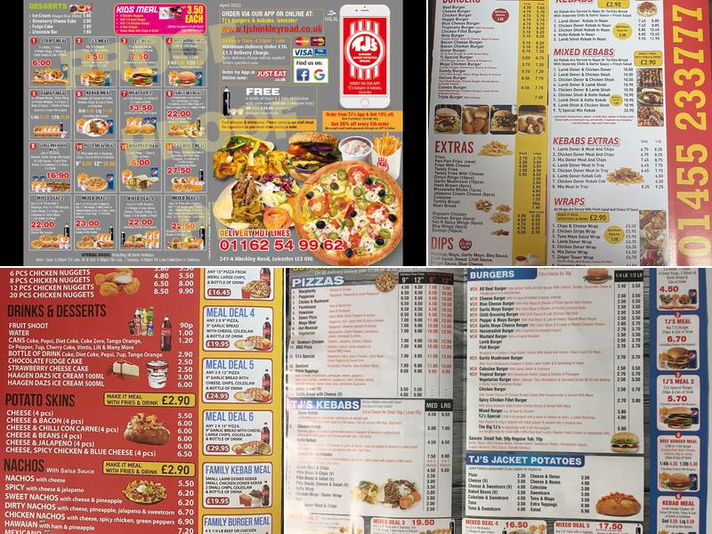 TJs Burgers & Kebabs Menu