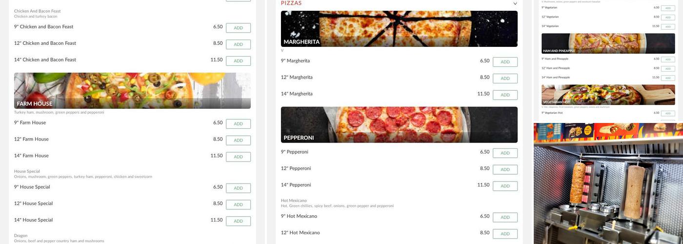 O Yes Pizza And Kebab House Menu