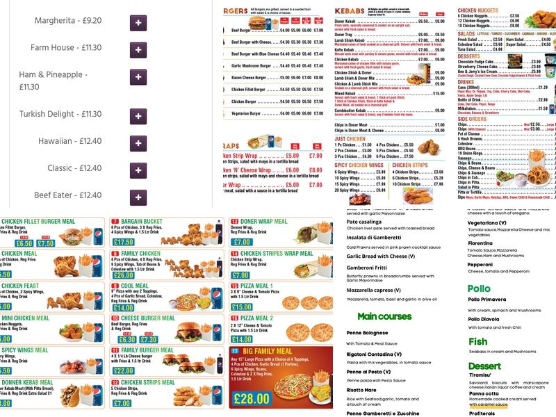 Rominos pizza Menu