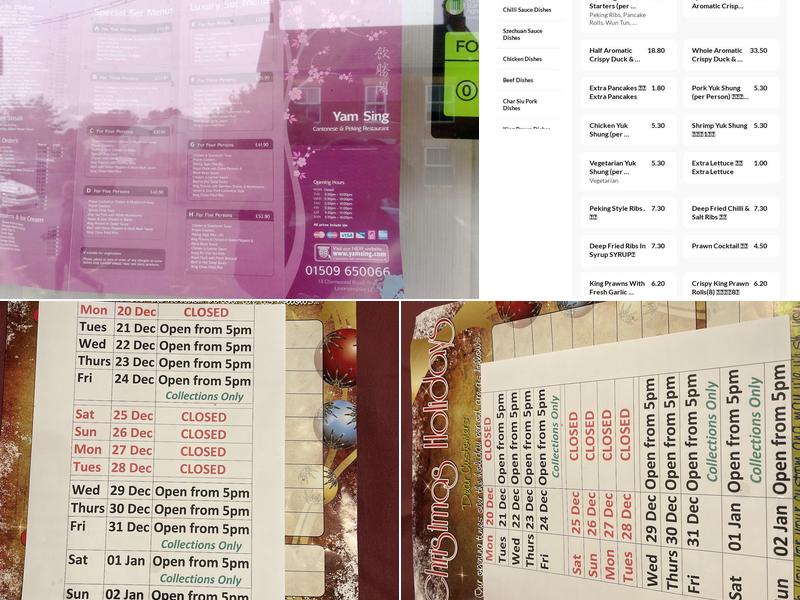 Yam Sing Menu