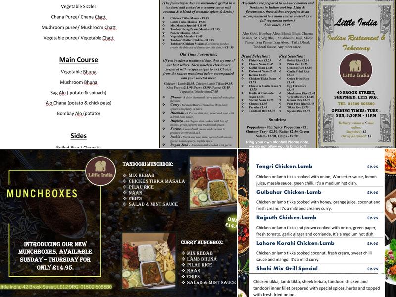 Little India Restaurant Shepshed Menu