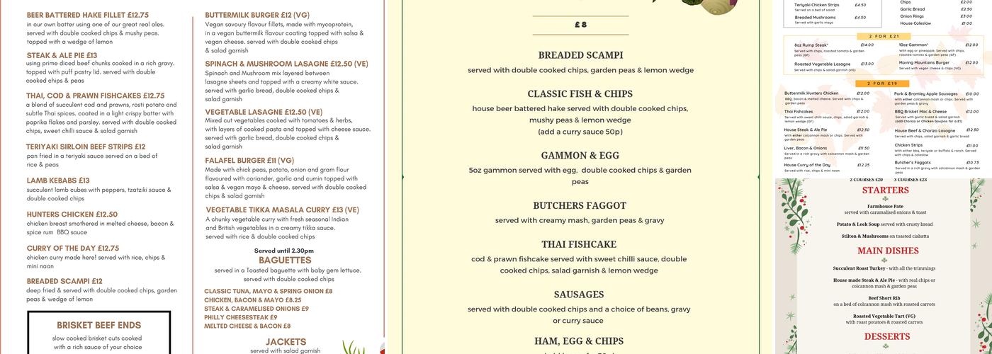 The Pantmawr Inn Menu