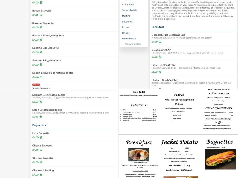 Fairfield Baguettes Menu