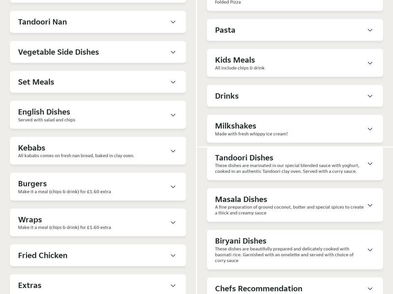 New Nasib Curry Menu