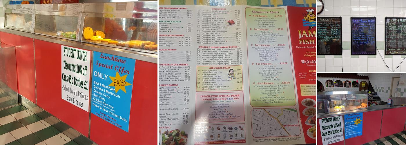 James' Fish Bar Menu