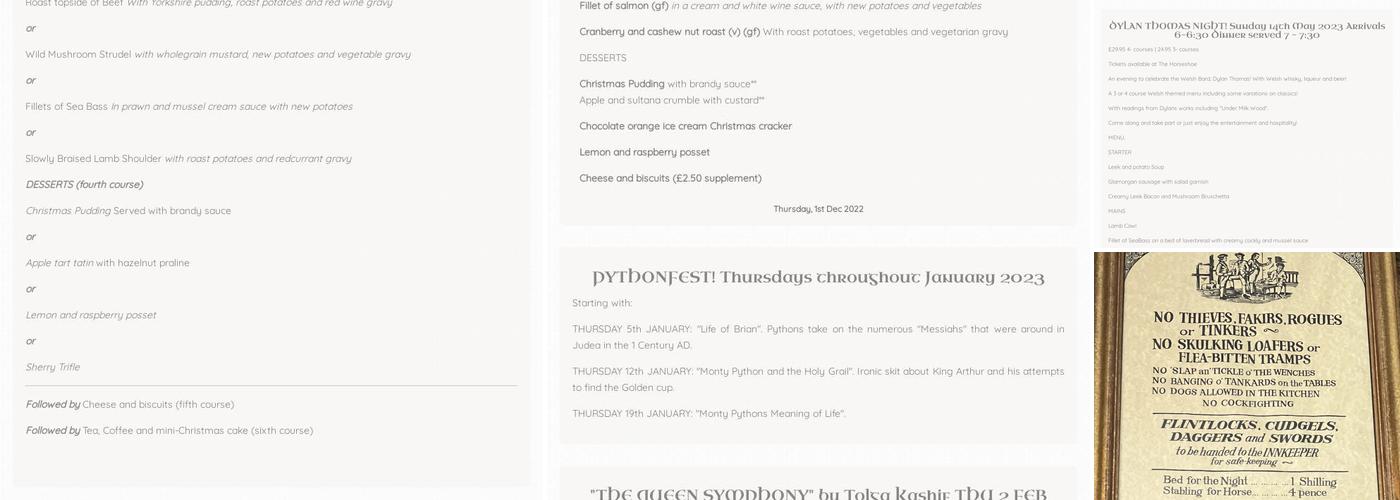 The Horseshoe Inn & Country Kitchen Menu