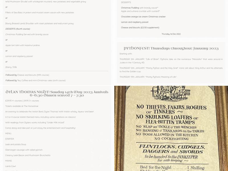 The Horseshoe Inn & Country Kitchen Menu