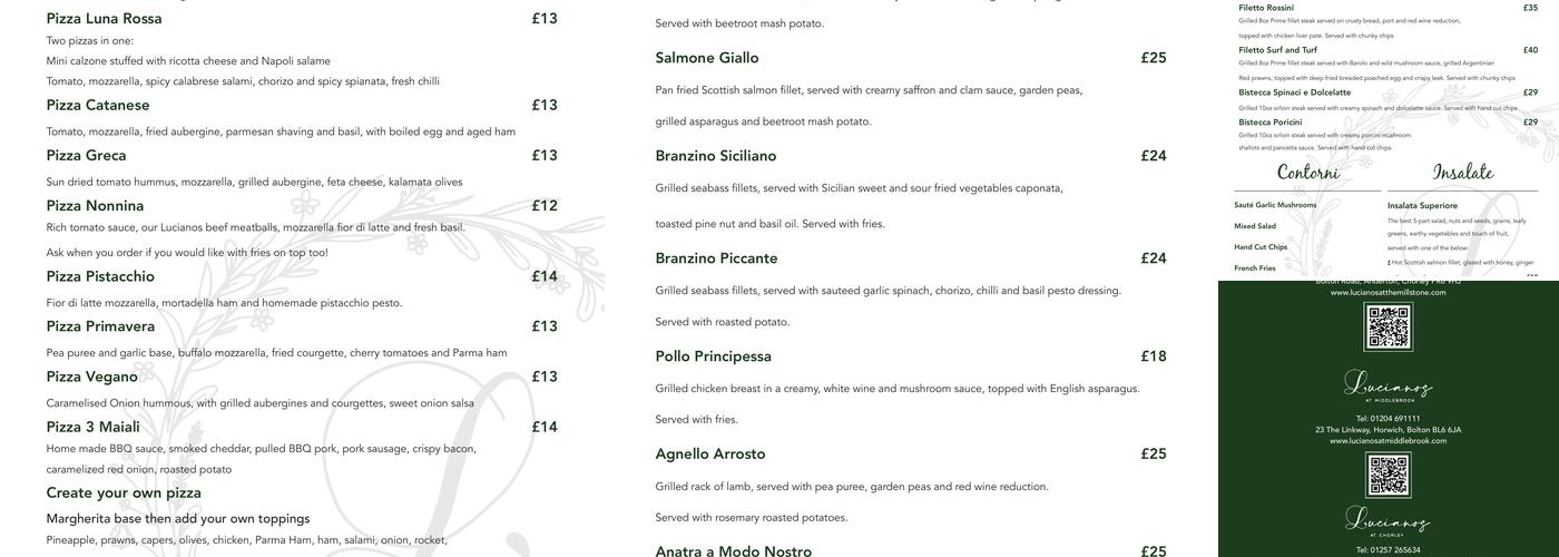 Luciano's at the Millstone Menu