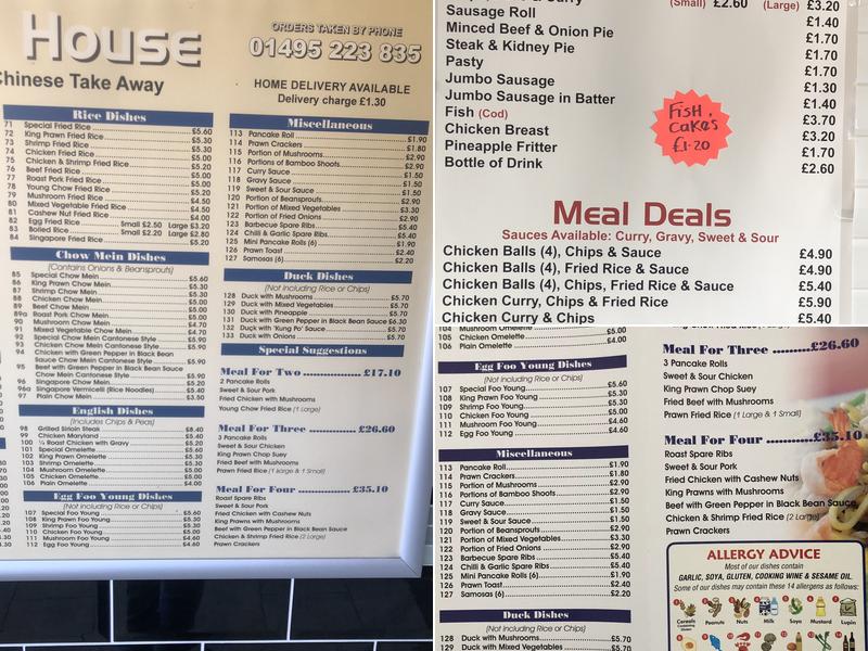Linda's House Menu