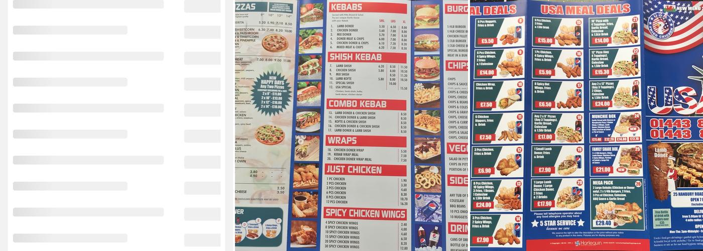 U S A Fried Chicken Menu