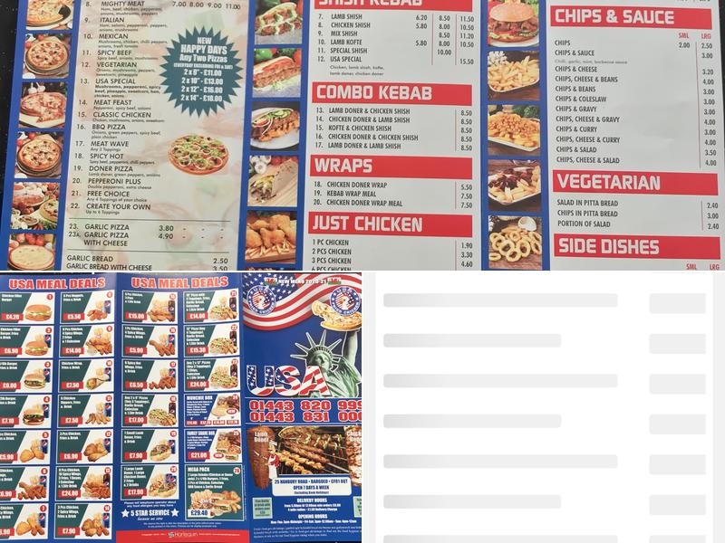 U S A Fried Chicken Menu