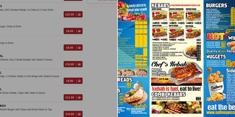 Saltney Kebab Menu