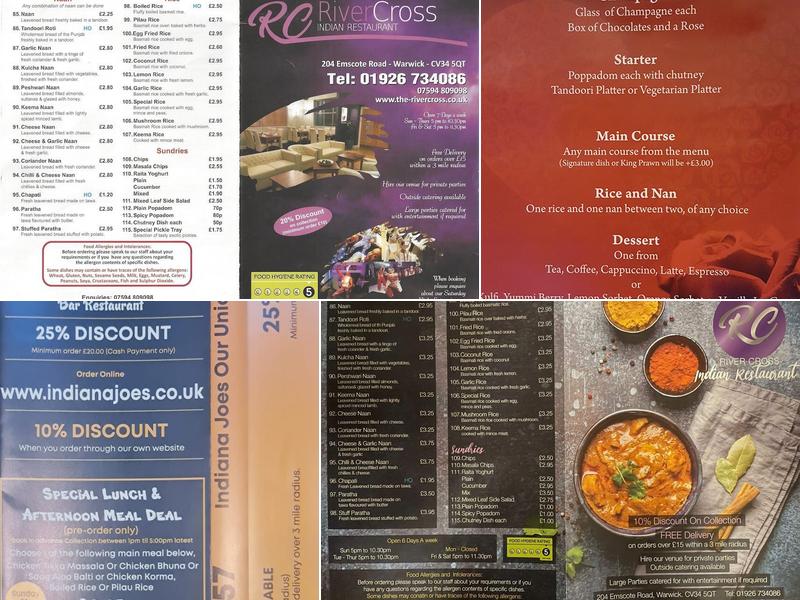 The RiverCross Warwick Menu