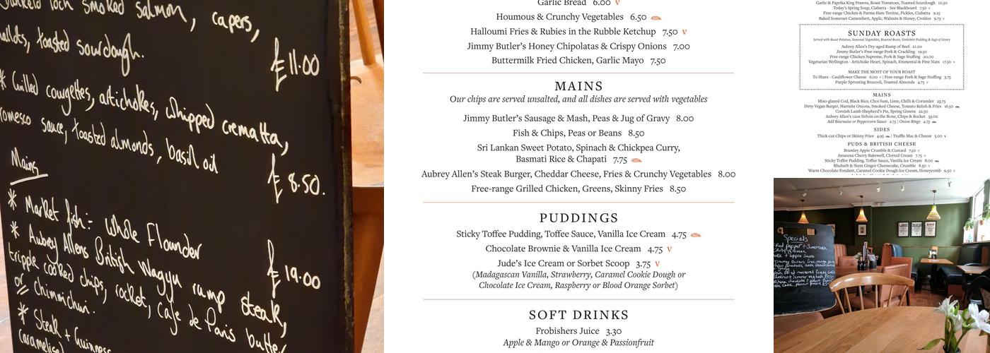 The Star & Garter Menu