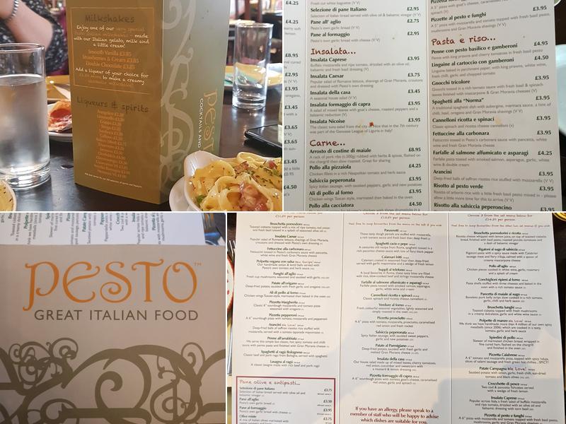 Pesto Widnes Menu