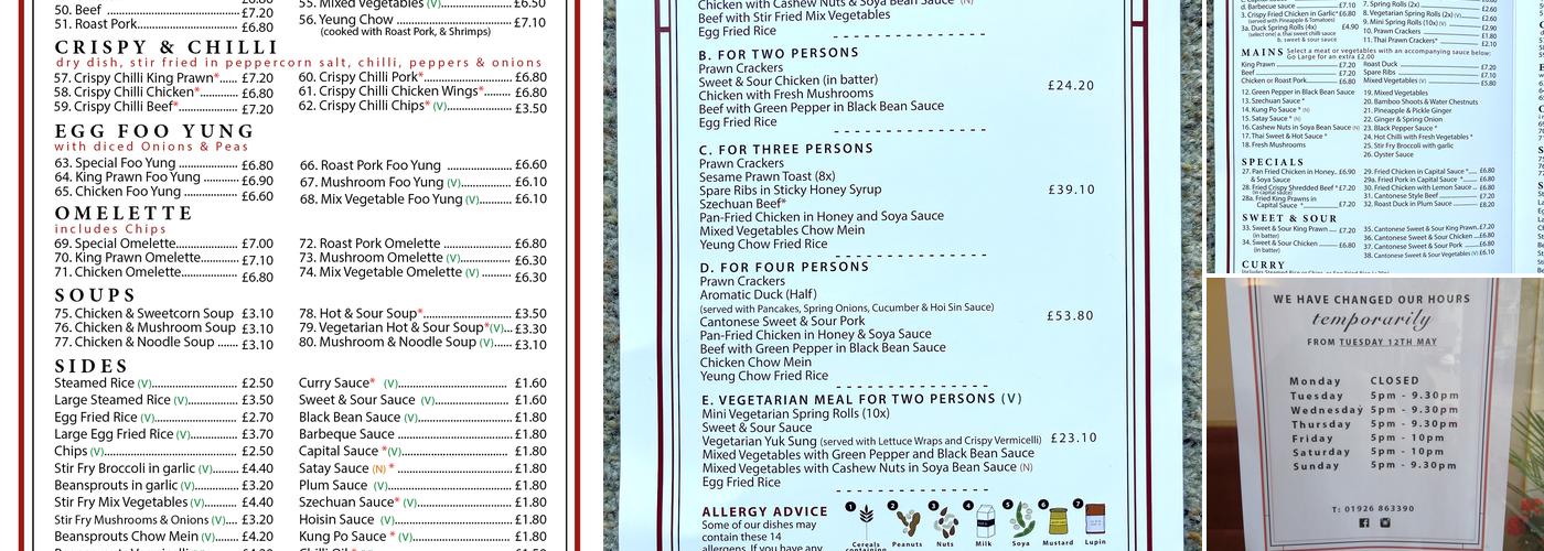Kenilworth Cantonese Menu