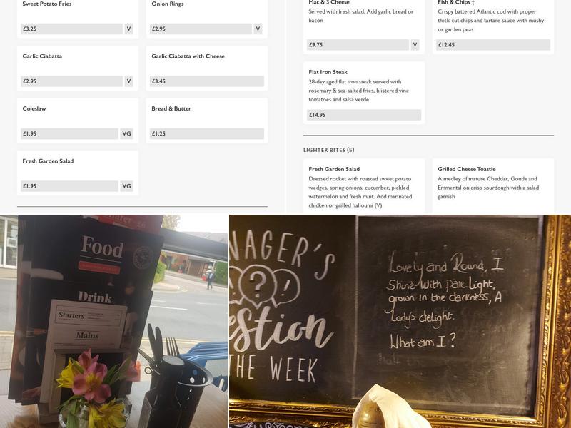 Bear & Ragged Staff Menu