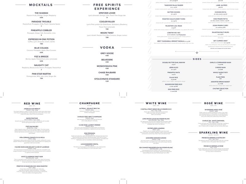 Zaazu Restaurant Menu