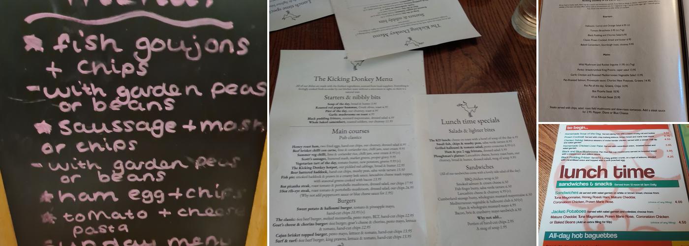 The Kicking Donkey Menu