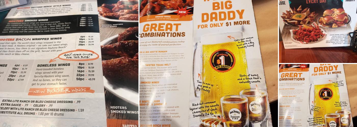Hooters Menu