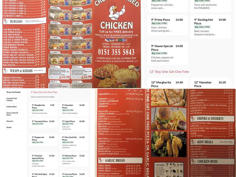 Crunchy Fried Chicken & Pizza Menu