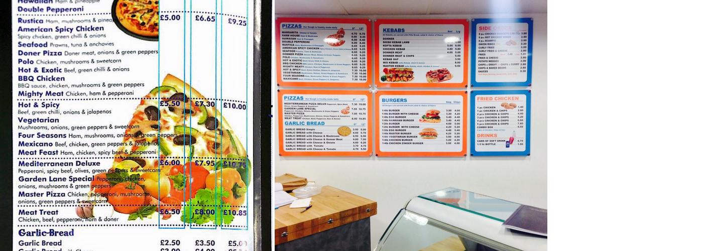 Garden Lane Pizza Menu