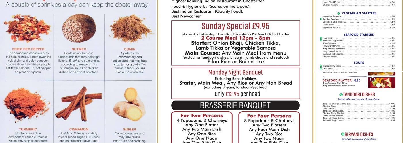 Indian Brasserie Menu