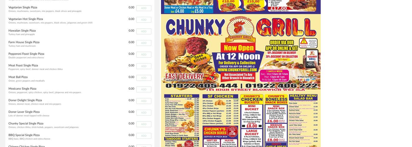 Chunky Grill Menu