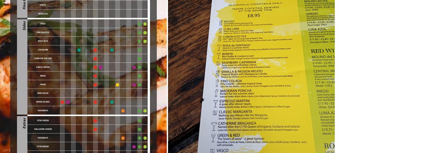 Piri Fino Walsall Menu