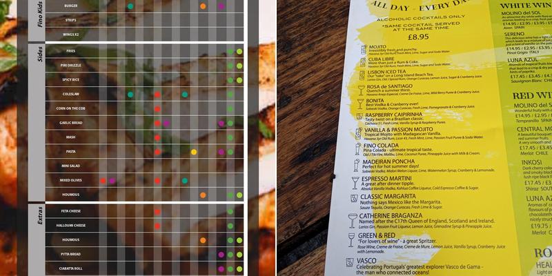 Piri Fino Walsall Menu