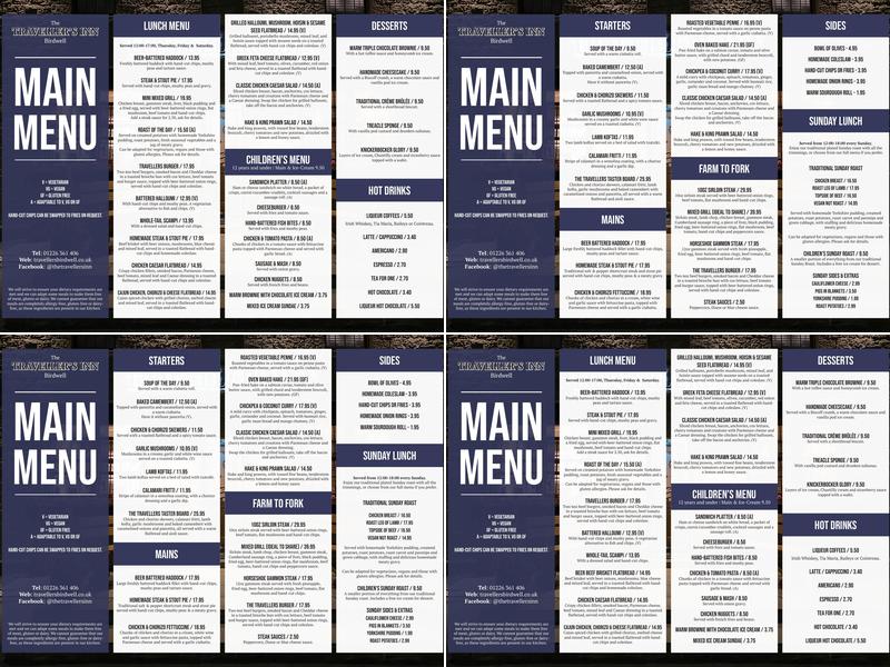 Travellers Inn Menu