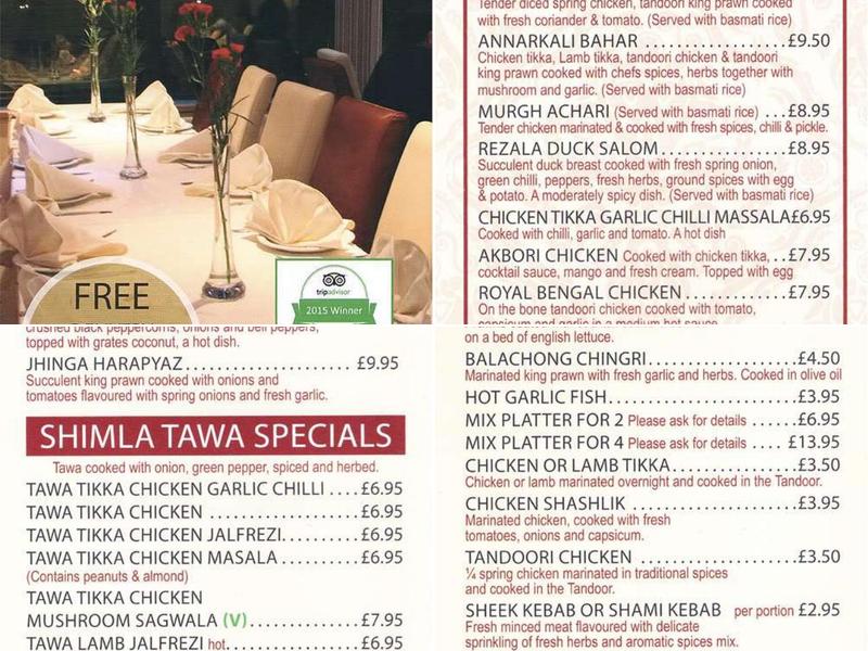 Shimla Tandoori Menu