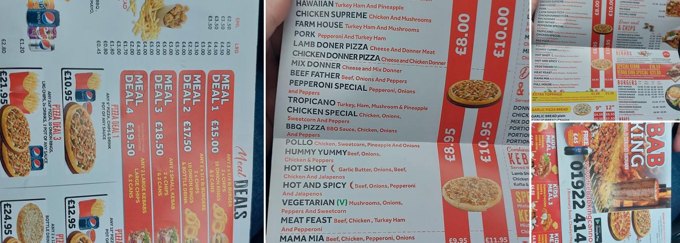 Kebab King Menu