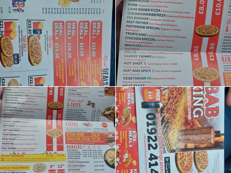 Kebab King Menu