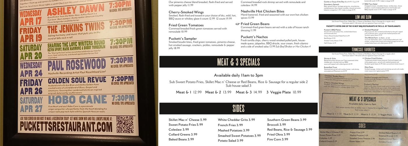 Puckett's Menu